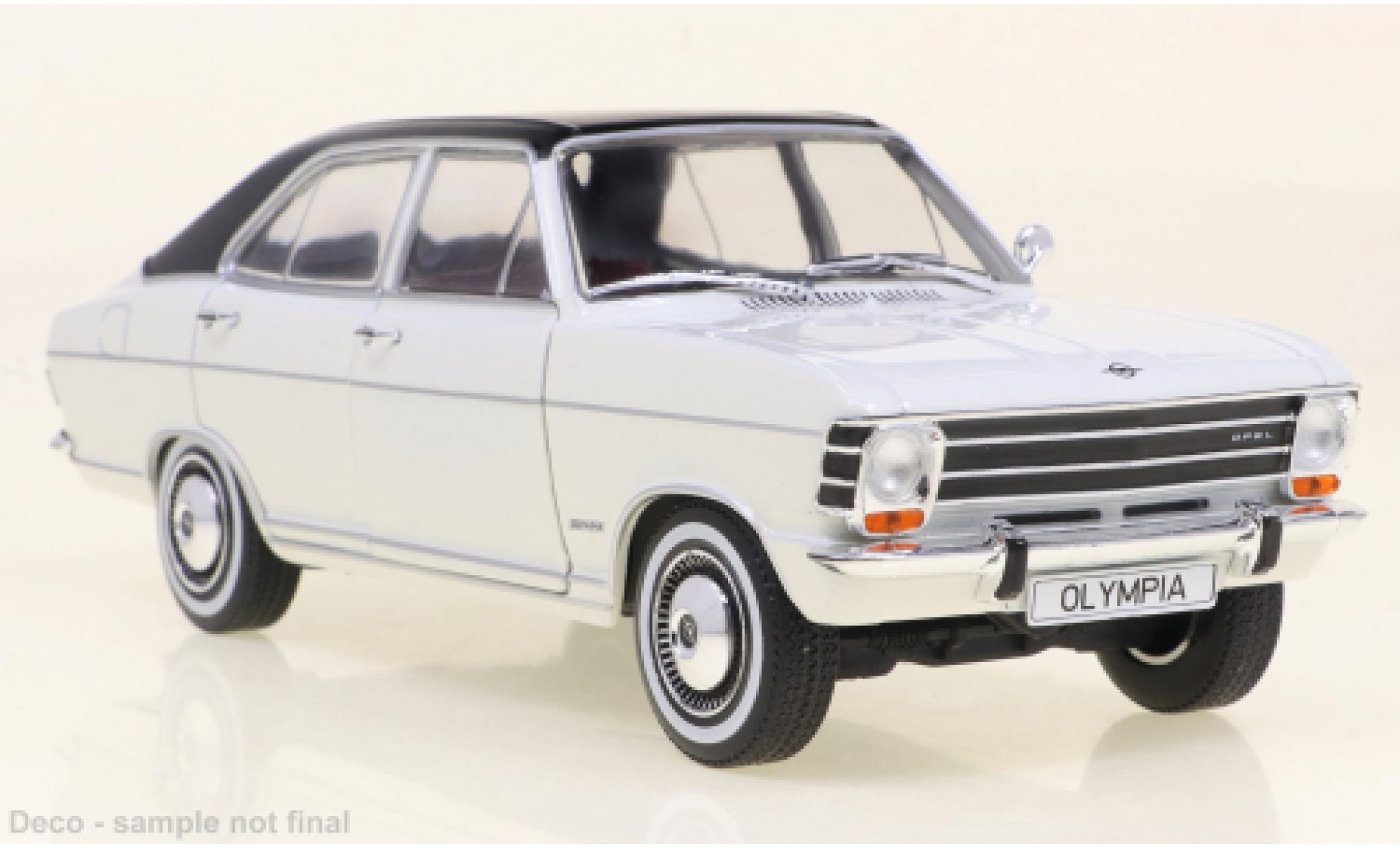 Opel Olympia 1/24 WhiteBox A wit/matte-zwart 1967 modelauto