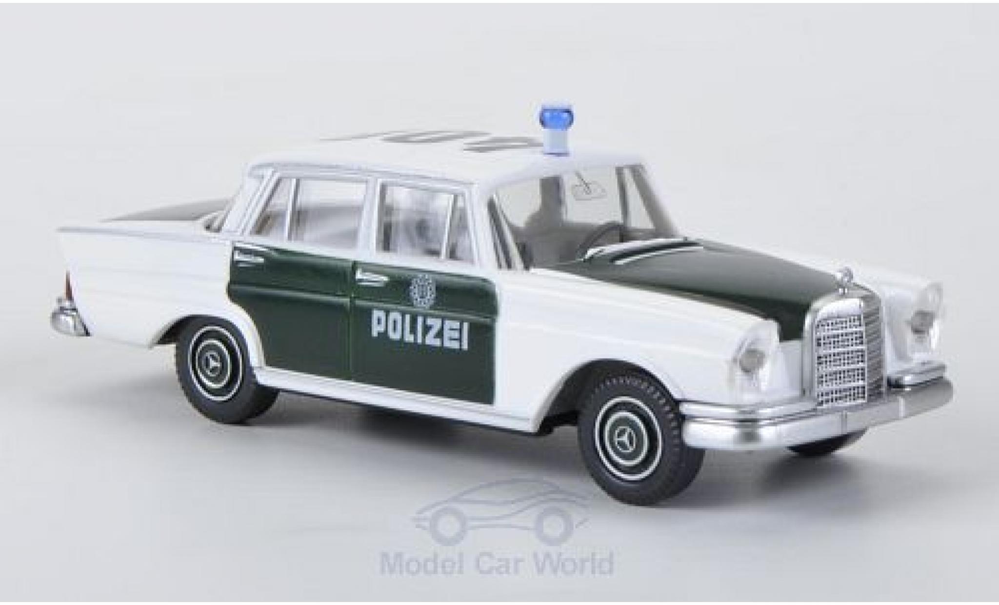 Mercedes 220 1/87 Wiking S wit/groen Politie modelauto