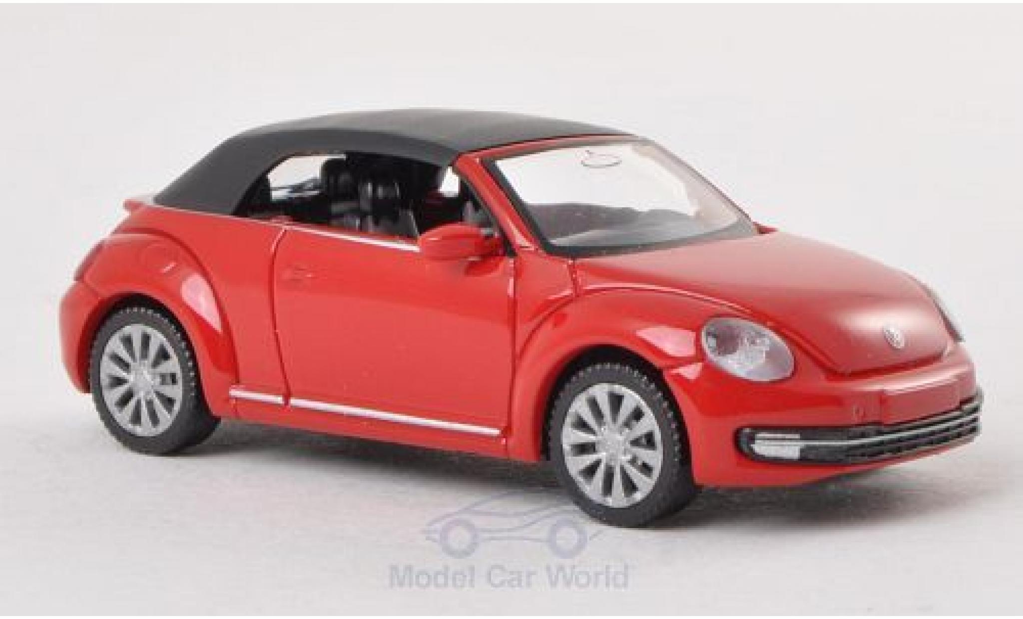 Volkswagen Beetle Cabriolet 1/87 Wiking Cabriolet rood geschlossen modelauto