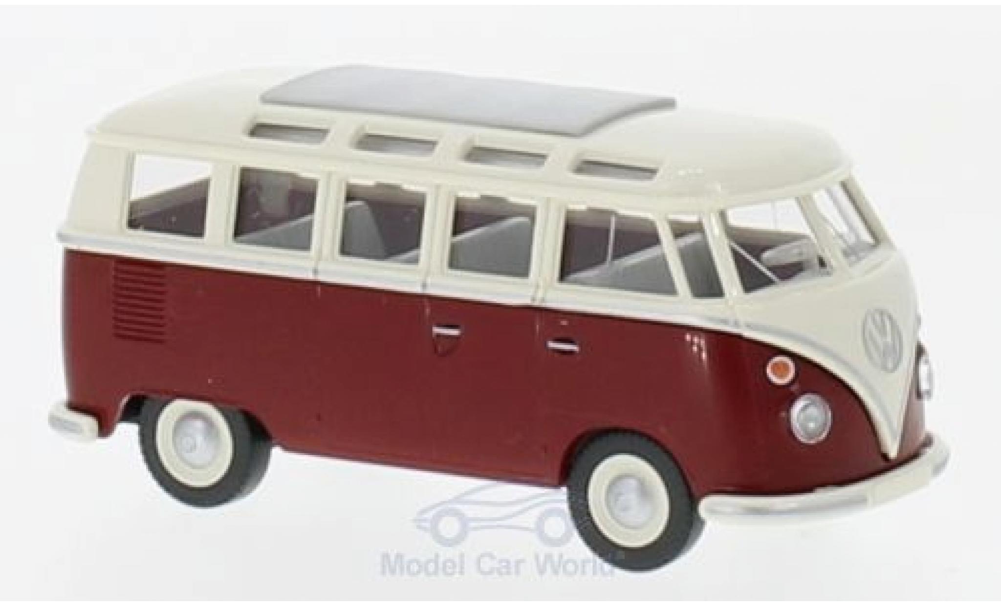 Volkswagen T1 B 1/87 Wiking Sambabus beige/rood modelauto