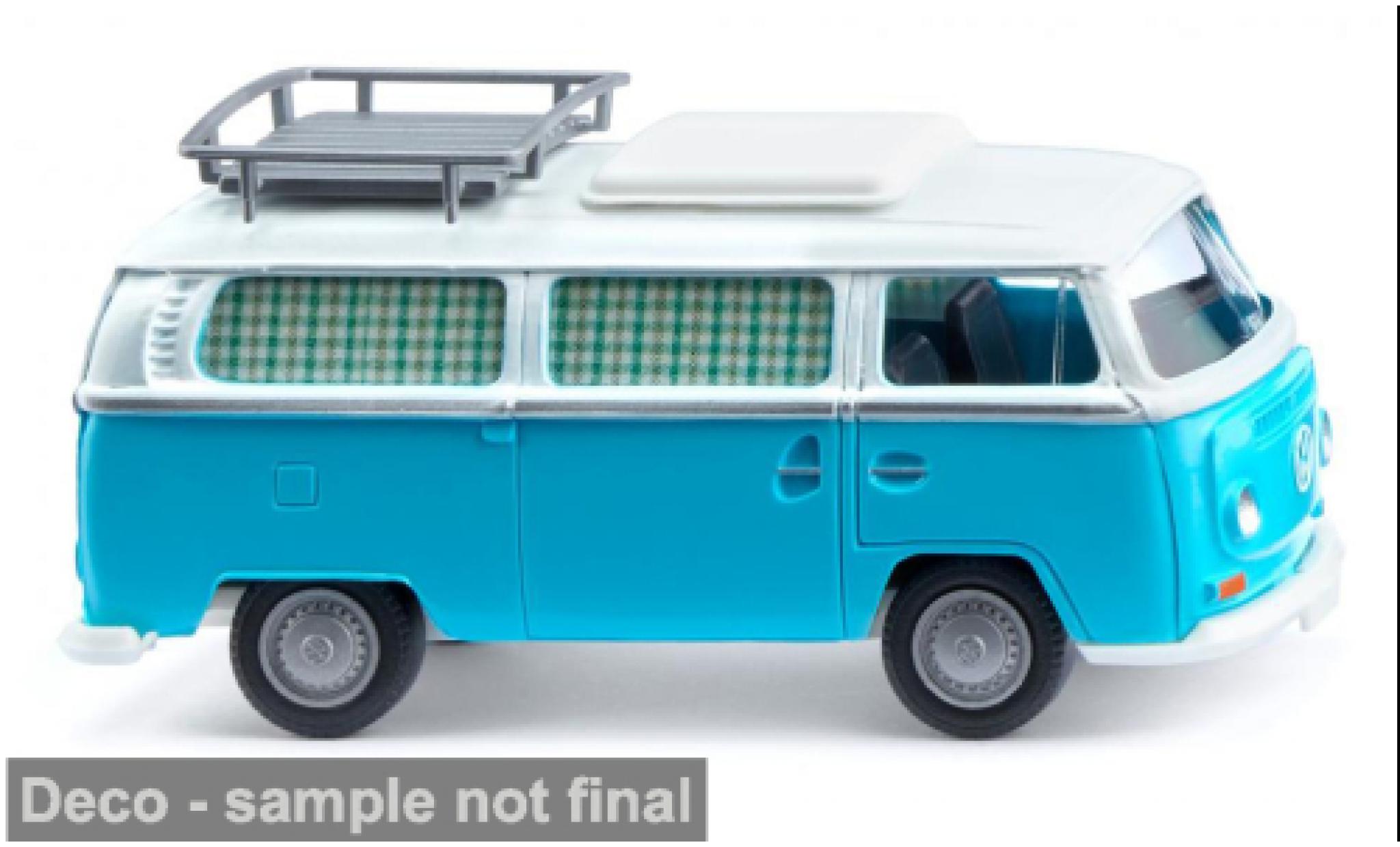 Volkswagen T2 1/87 Wiking Campingbus turquoise/wit 1967 1:87 modelauto