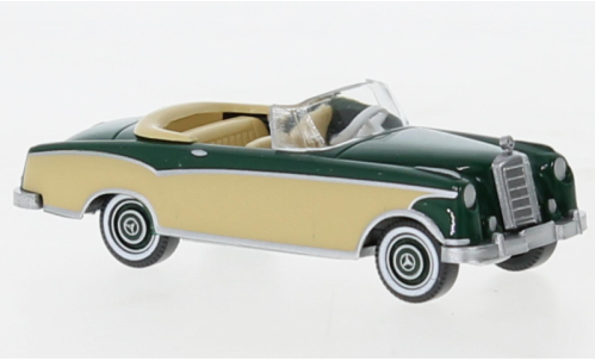 Mercedes 220 1/87 Wiking S cabriolet groen fonc&eacute;/beige 1958 modelauto