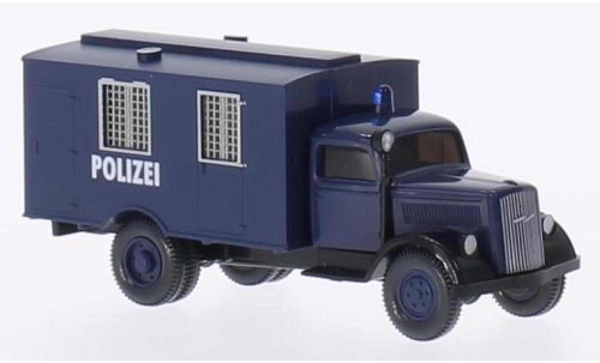 Opel Blitz 1/87 Wiking wagon conteneur blauw politie modelauto