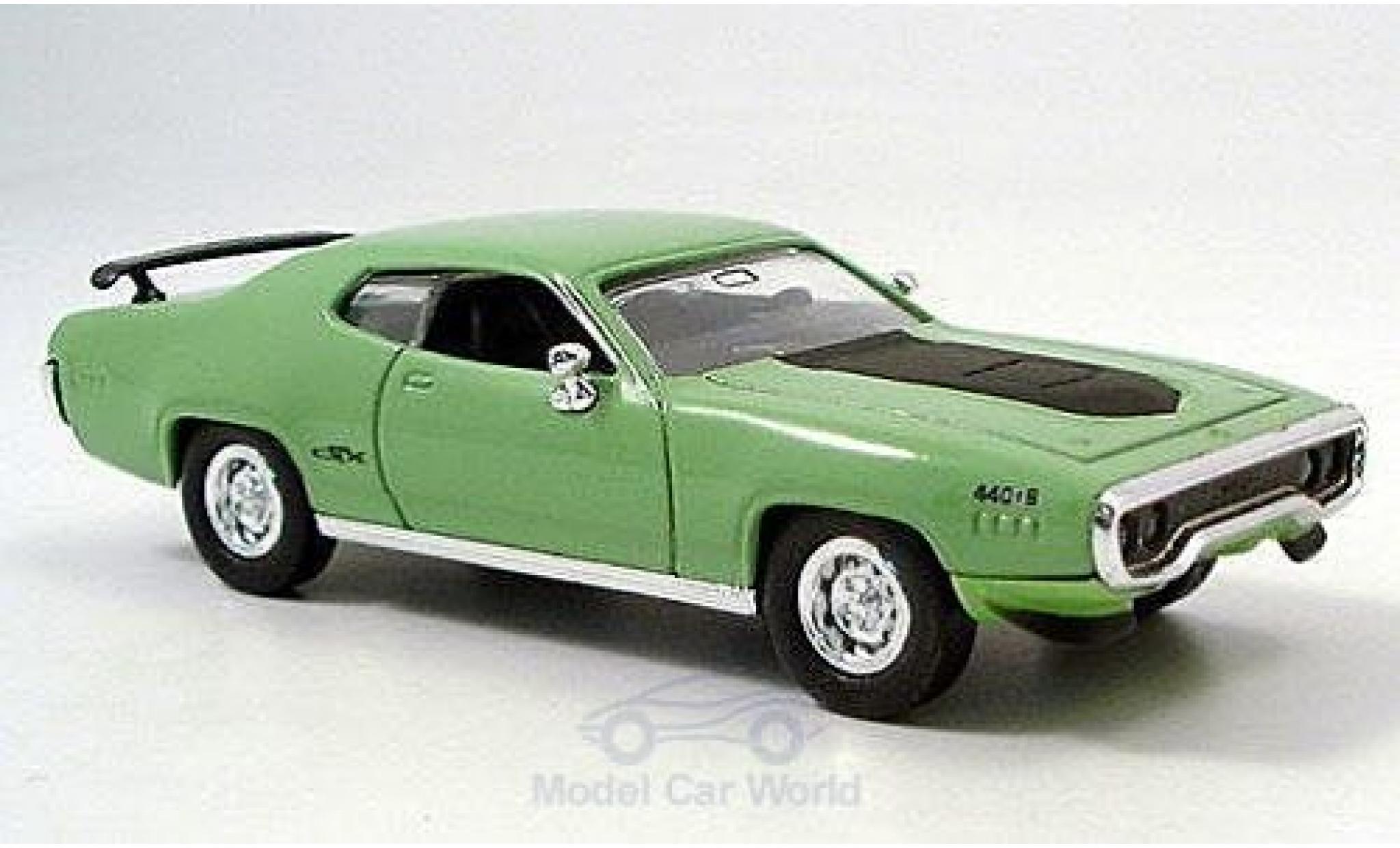 Plymouth GTX 1/43 Yat Ming groen/zwart 1971 modelauto