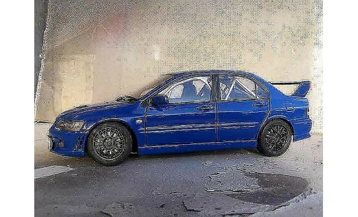 Mitsubishi Lancer Evolution VII 1/18 Autoart jdm blauw modelauto