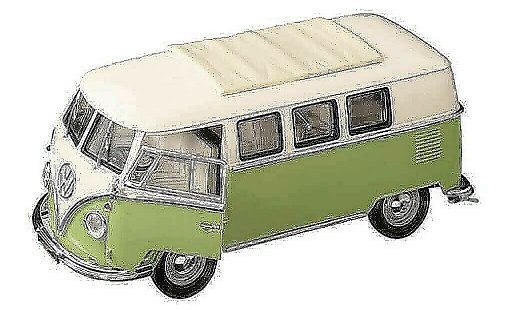 Volkswagen Combi Base 1/18 Yat Ming bus wit/groen 1962 modelauto