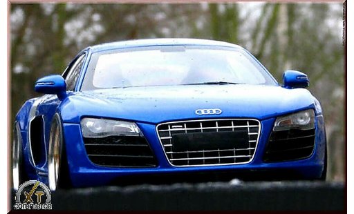 Audi R8 4.2 fsi 1/18 Kyosho 5.2 blauw jantes bbs 20 pouces modelauto