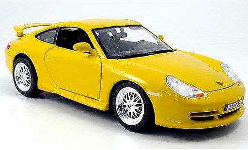 Porsche 911 GT3 1/18 Burago geel strassenversion modelauto