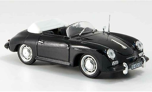 Porsche 356 1963 1/43 Brumm C Spyder zwart geoffnetes kap modelauto