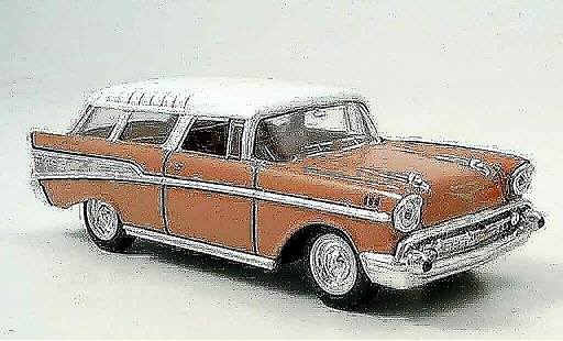 Chevrolet Nomad Station Wagon 1/43 Yat Ming roze 1957 modelauto