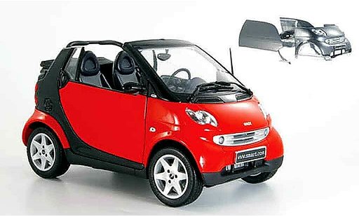 Smart Cabriolet Base 1/18 Kyosho rood (bodypanel grijs) modelauto