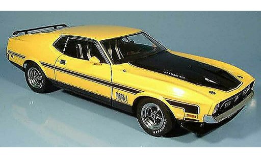 Ford Mustang Mach 1 1/18 Autoart i fastback geel modelauto