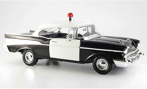 Chevrolet Bel Air Coupe 1/18 Ertl 1957 zwart wit us-politie modelauto