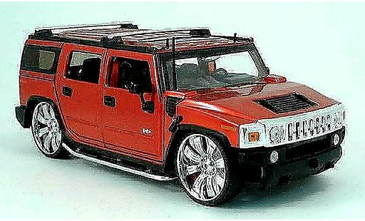 Hummer H2 Tuning 1/18 Jada Toys rood 2003 modelauto