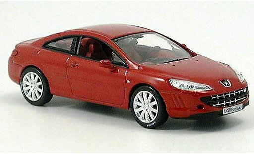 Peugeot 407 coupe 1/43 Norev rood Prasentationsmodell Autosalon Genf modelauto