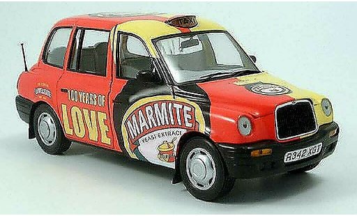 LTI TXI Marmite 1/18 Sun Star London Taxi geel-rood 1988 modelauto