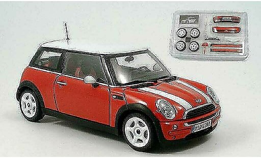 Mini Cooper D 1/18 Kyosho rood avec bandes wits modelauto