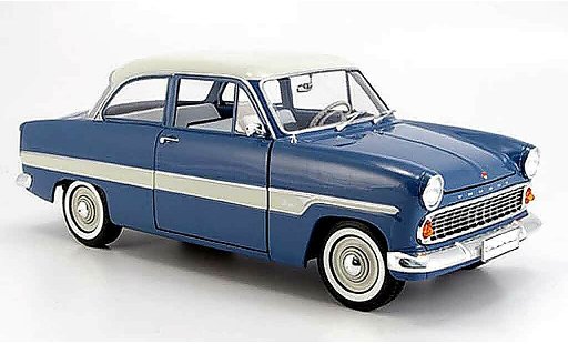 Ford Taunus 12M 1/18 Revell blauw/wit bandes 1962 modelauto