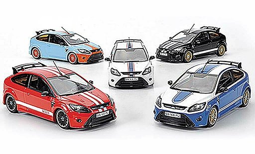 Ford Focus RS Le Mans 1/43 Minichamps 5er-Set: Edition zwart / rood / blauw / blauw / wit Sondermodelle MCW 2010 modelauto