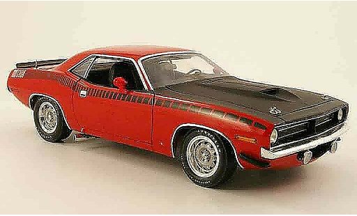 Plymouth Cuda 1970 1/18 Highway 61 aar rood/mat zwart modelauto