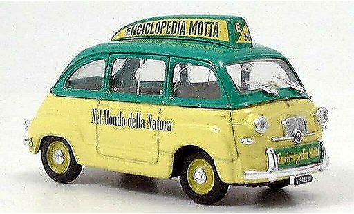 Fiat 600 Multipla 1/43 Brumm Enciclopedia Motta geel/gun modelauto