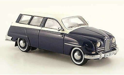 Saab 95 Base 1/43 Neo blauw wit 14 modelauto