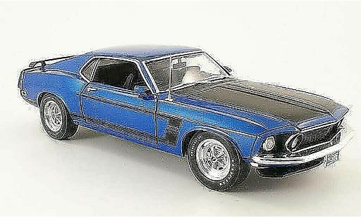 Ford Mustang Boss 302 1/18 Highway 61 blauw/mat zwart modelauto