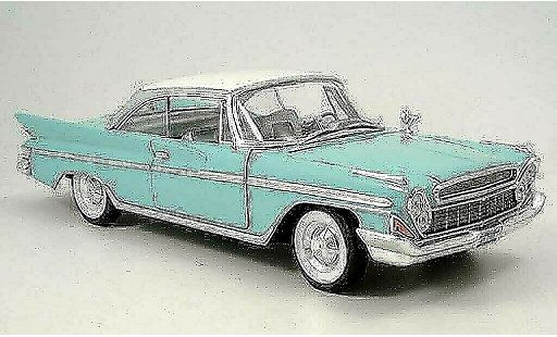 Desoto Adventurer Coupe 1/18 Yat Ming turquoise/wit 1961 modelauto