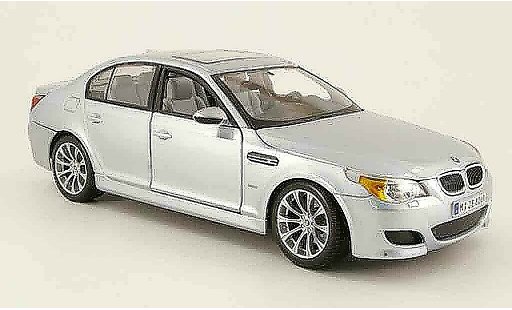 Bmw M5 berline 1/18 Maisto E60 grijs blauw modelauto