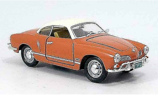 Volkswagen Karmann Ghia Base 1/18 Yat Ming ghia bruin et wit 1966 modelauto