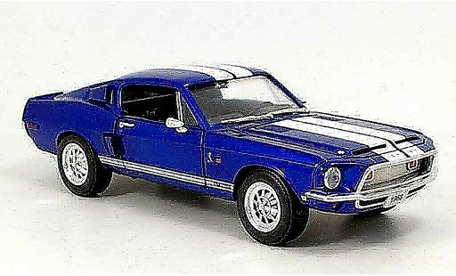 Shelby GT 500 1968 1/18 Yat Ming kr blauw avec bandes wits modelauto