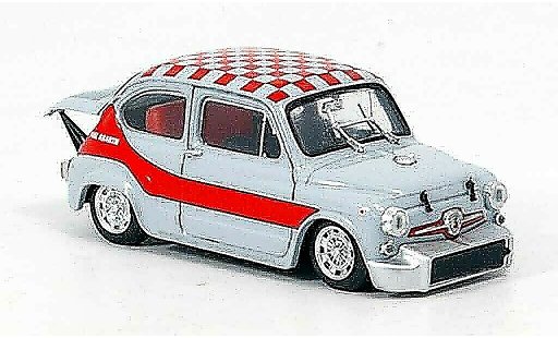 Fiat Abarth 1000 Berlina Corsa 1/43 Brumm Gruppe 5 grijs rood 1968 modelauto