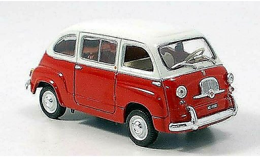Fiat 600 Multipla 1/43 Norev rood-wit 1963 modelauto