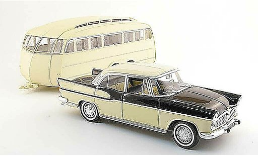 Simca Chambord Base 1/18 Norev beige zwart avec caravane 1958 modelauto