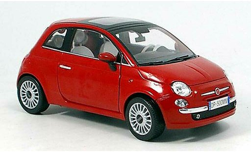 Fiat 500 Base 1/18 Mondo Motors New rood 2007 modelauto