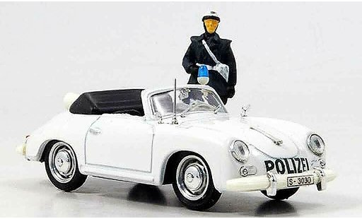 Porsche 356 1952 1/43 Brumm politie Duitsland avec Figur modelauto