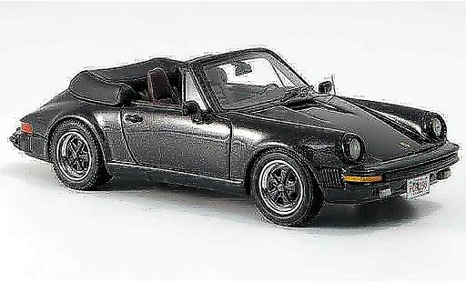 Porsche 911 Cabriolet 1/43 Neo Carrera Cabrio zwart US Version 1985 modelauto
