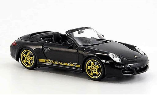 Porsche 911 4S 1/43 Minichamps Carrera zwart geoffnetes kap 2005 modelauto