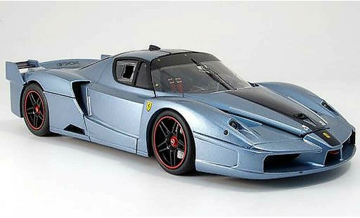 Ferrari Enzo FXX 1/18 Hot Wheels Elite blauwgrijs met blauwm strepen modelauto