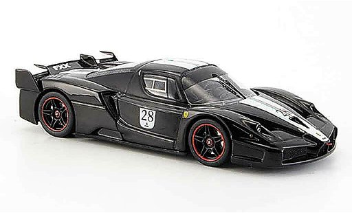 Ferrari Enzo FXX 1/43 Hot Wheels Elite no.28 zwart avec witem strepen modelauto