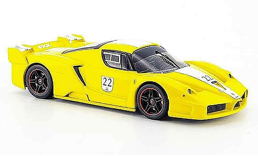 Ferrari Enzo FXX 1/43 Hot Wheels Elite no.22 geel avec witem strepen modelauto