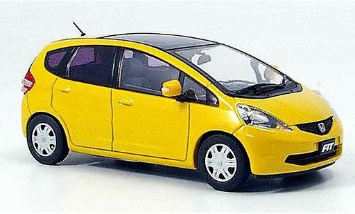 Honda Jazz Skyroof 1/43 Ebbro Fit geel 2008 modelauto