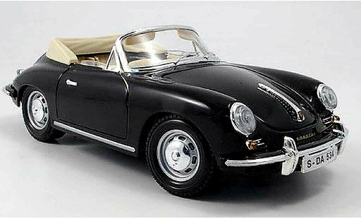 Porsche 356 1961 1/18 Burago B cabriolet zwart modelauto
