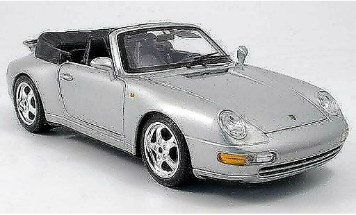 Porsche 911 Cabriolet 1/18 Burago Carrera grijs modelauto