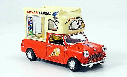 Austin Mini Pick Up utilitaire 1/43 Oxford rood wit Batman Special Eiswagen modelauto
