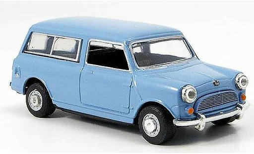 Austin Mini Van utilitaire 1/43 Oxford Mini Traveller blauw grijs modelauto