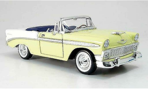 Chevrolet Bel Air Coupe 1/18 Yat Ming 1956 geel/wit modelauto