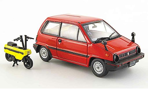 Honda City Motocompo 1/43 Ebbro rood avec Minimotorrad 1981 modelauto