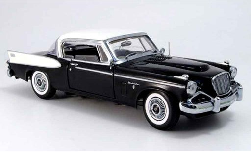 Studebaker Hawk Base 1/18 Yat Ming zwart wits dak 1958 modelauto