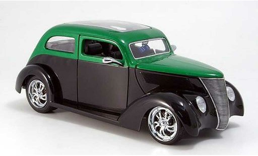 Ford Hot Rod 1937 1/18 Yat Ming sedan zwart/groen avec panoramadak modelauto